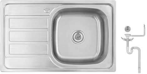 Preero 80x50 Küchenspüle Edelstahl 304,1 Becken,eckig,Spülbecken Abtropffläche links