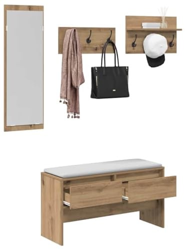 vidaXL Flurmöbel-Set 4 STK. Kunsthandwerk Eiche 90 x 31 x 46,5 cm | Dieses Flurmöbelset mit seinem modernen Look und den klaren Linien sieht einfach klasse aus,