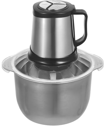 Czyurachel Hachoir à viande électrique 5 l, 220 V 800 W, 3 vitesses de meulage, 4 feuilles, processeur alimentaire, en acier inoxydable, hachoir à légumes, noir/argenté