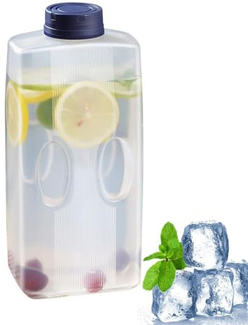 Juice Bottles, 2L Reusable Clear Milk Storage Bottle, Leak-Proof | With Scale And Airtight Lids For Iced Tea, Water, Coffee, Juicing, Beverage, Smoothies, Hiking, Picnic, Gathering And Cycling