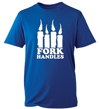 Funny Pun T-Shirt – Classic British Comedy Sketch Tee top Fork Handles Candle Joke T-Shirt – Humorous Graphic Tee for Men & Women (Royal, 2XL Years)