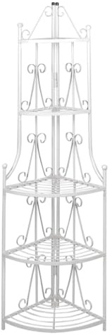 Mokuyary Escalera para plantas, estantería para flores, estantería de esquina, escalera para flores, acero blanco, soporte para plantas, estante interior y exterior, estantería decorativa para flores