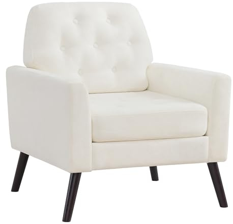 YUUIJOAA Ohrensessel Wohnzimmer,Lesesessel,Polstersessel mit Samt Order PU Kunstlede,Sessel Wohnzimmer für Wohnzimmer/Schlafzimmer/Büro/Balkon(Weiß)