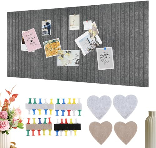 Inodiref Große Filz Pinnwand Selbstklebend 120x80cm 0,9cm Dick Faltbare Pinnwand Groß Selbstklebend Dekorative pinnwand Grau Filz groß mit 40 Pinnnadeln für Büro Küche Schule Fotos Memos (Grau)