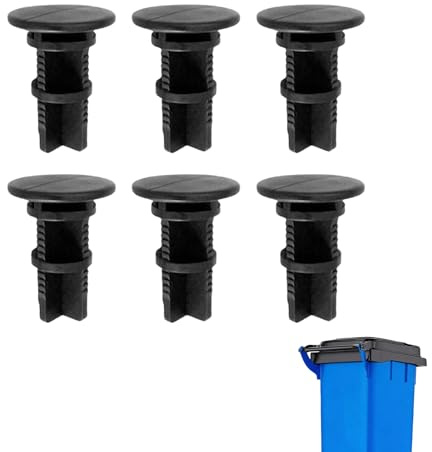 6 Pack 43mm x 18mm Wheelie Bin Lid Hinge Pins, Compatible with Otto/ESE (New Type) 240 Litre Household & Commercial Bins, Durable Black Plastic Hinge Repair Kit