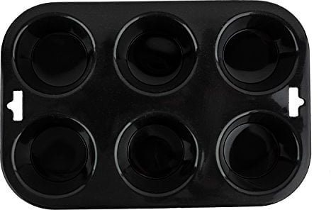Selecto Bake - 6 Cup Silicone Bun/Muffin Mould - Non Stick Tray Baking (Black)