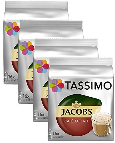 Tassimo Jacobs Café au Lait 4er Pack, 64 T-Discs
