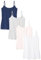 Amazon Essentials Caraco Coupe Cintrée Femme, Lot de 4, Blanc/Bleu Foncé/Gris Clair Chiné/Rose Pâle, L