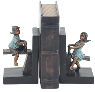 Deco 79 79039 Buchstütze, Dark braun/blau/Bronze