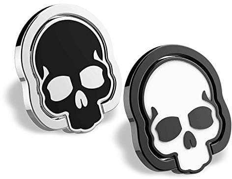 homEdge Handy Totenkopf Ring Grip, Set von 2 Packungen 360 ° Verstellbarer Fingerring Halter, geeignet für magnetische Autohalterung, Kickstand für Handy, Schwarz und Weiß