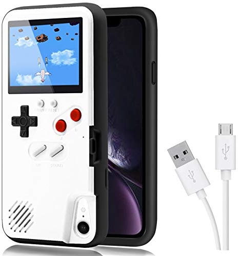 DIKKAR Game Case for iPhone, Retro Protective Case with Own Power Supply, 36 Small Games, Colour Display, Video Game Case for iPhone XR (White)