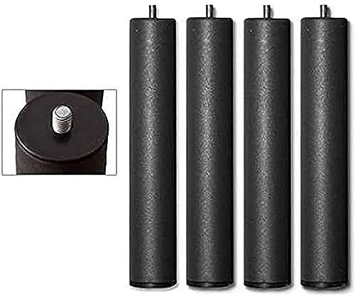DUÉRMETE ONLINE Lot de 4 Pieds de 27 cm pour sommier et Base tapissée cylindriques filetés Gris