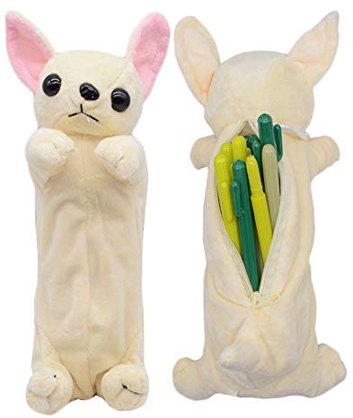 whatUneed Sac de Stylo de Crayon de Forme de Chien 3D, Cadeaux Mignons Doux de Jouet de Peluche pour des Enfants (Chihuahua)