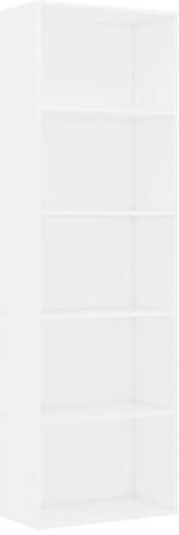 vidaXL Bücherregal 5 Fächer Standregal Aktenregal Wandregal Raumteiler Regal Raumtrenner Büroregal Mehrzweckregal Weiß 60x30x189cm Holzwerkstoff