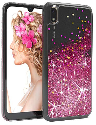EAZY CASE Hülle kompatibel mit Huawei Y5 (2019) / Honor 8s Schutzhülle mit Flüssig-Glitzer, Handyhülle, Schutzhülle, Back Cover mit Glitter Flüssigkeit, TPU/Silikon, Transparent/Durchsichtig, Pink