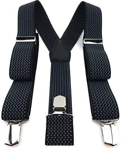 TigerTie Unisex Hosenträger in Y-Form mit 3 extra starken Clips - Farbe in anthrazit schwarz gemustert - hochwertige Verarbeitung - Breite 35 mm