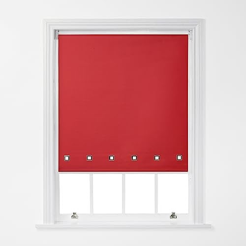 A.Unique Stylish Home Trimmable Square Eyelet Roller Window Blind in a Variety of Colours and Sizes - 6FT - Red - 180cm (W) x 170cm (L) | 70.8 (W) x 66.9 (L)