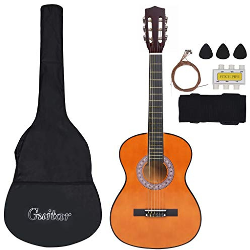 Chitarra Classica 3/4, Set Completo per Principianti con Borsa, Tracolla, Plettri, Accordatore e Corde, in Legno di Tiglio e Nylon, Scala 58,5 cm, per Studenti e Dilettanti