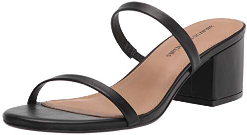 Amazon Essentials Calzado de Pala con Tacón y Dos Tiras Finas Mujer, Negro, 41 EU