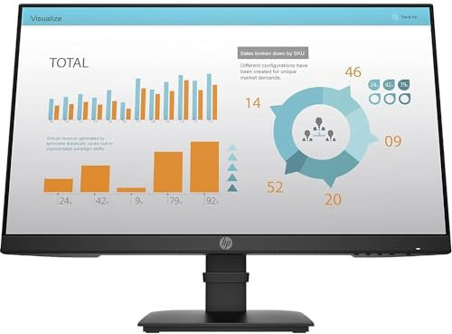 HP P24 G4 Monitor con Casse Audio, Schermo 23,8 FHD IPS, Risoluzione 1920 x 1080, Tempo Risposta 5 ms, Regolazione Inclinazione, Antiriflesso, DisplayPort, HDMI, VGA, Nero