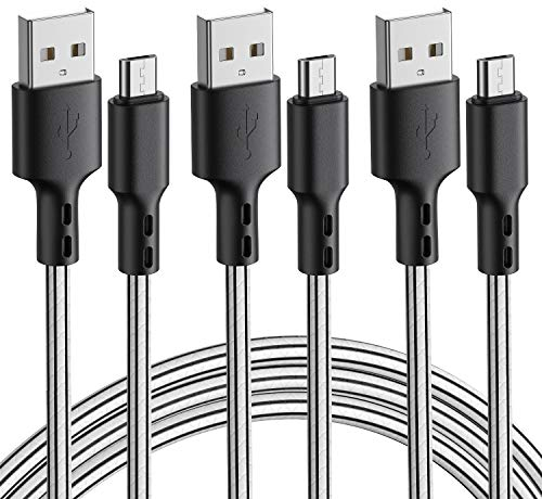 SCHITEC Câbles Micro USB 3M 3Pack Cable Micro USB 2.4A en TPE Câble Cordon Chargeur Micro USB Rapide pour Android, Kindle, Samsung Galaxy Huawei, Sony, Nexus, HTC, PS4