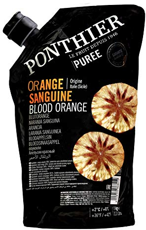 Food-United BLUT-ORANGEN SANGUINE PÜREE Frucht-Püree von Ponthier 4x 1KG für Smoothie-Bowl-Sorbet-Quark-Saft-Cocktail-Schorle-Cornflakes ausgewähltes Obst höchster Qualität