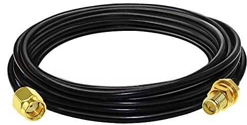 TUOLNK RP SMA-Stecker auf RP-SMA-Buchse Koaxial-Verlängerungskabel RG58 SMA-Kabel 50 Ohm für HF-Radio/WiFi-Antenne/GPS-Antenne mit geringem Verlust Koaxialkabel 16.4ft (5M)