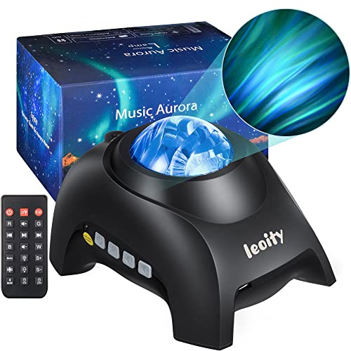 Leoity Projecteur d'étoiles pour chambre à coucher, projecteur Aurora avec télécommande, projecteur de lumière du nord 3 en 1 avec haut-parleur Bluetooth, bruit blanc intégré et minuterie pour enfants