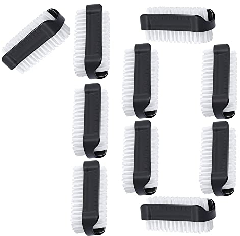 PARSA Beauty Doppelseitige Handbürste Nagelbürste – Nail Brush im Set (10 Stück Schwarz) – Handwaschbürste für Bad, WC, Waschbecken, Werkstatt