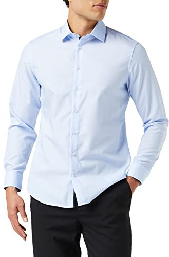 Seidensticker Herren Business Hemd - Shaped Fit - Bügelfrei - Kent-Kragen - Langarm - 100% Baumwolle, Hellblau, 46 EU