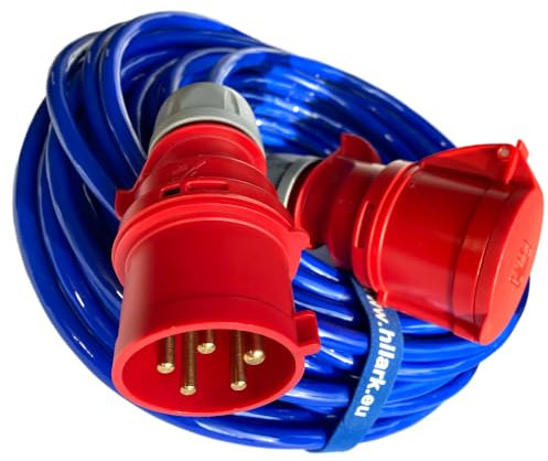 Hilark - Cable alargador de Poliuretano H07BQ-F 5g2,5 mm (5x2,5 mm2) para Obras, Industria, Exterior 400V, 16A (2 Metros, Azul)
