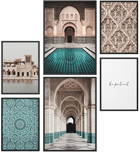 Papierschmiede® Mood Poster Set Arabic Old Town, Bilder Wohnzimmer Deko Schlafzimmer, 2x DIN A2 und 4x DIN A3, Arabisch beige türkis Orientalisch - ohne Rahmen