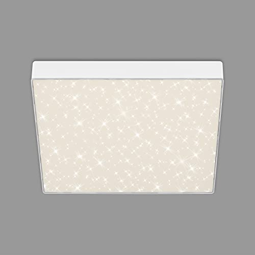 BRILONER - LED Deckenlampe mit Sternenhimmel, rahmenlos, neutralweiße Lichtfarbe, LED Lampe, Deckenleuchte, Wohnzimmerlampe, Schlafzimmerlampe, Küchenlampe, 28,7x28,7x3,6 cm, Weiß