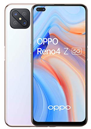 OPPO Reno 4 Z - Smartphone 5G Débloqué - Téléphone 5G 128 Go - 8 Go de RAM - Écran 120 Hz - Batterie 4000 mAh - Quadruple Capteur Photo 48 MP - USB-C - Android 10 - Blanc Rosée (Reconditionné)