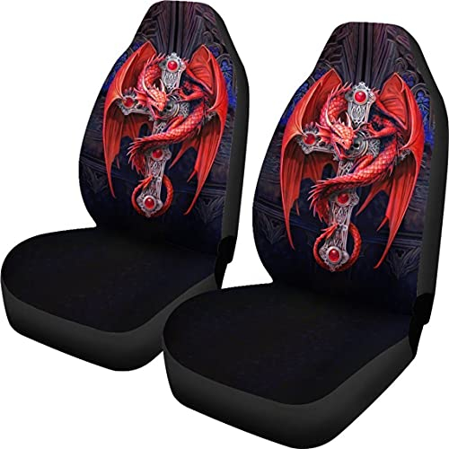 Auto-Sitzbezüge Set Kunst Roter Drache Auto-Schonbezüge Sanft Sitzschoner Für Autositze Schmutzabweisend Autositzschoner Universal Für Damen Fahrzeuge Lieferwagen