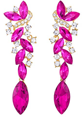 Nuziali Sposa Festa Viola Rosso Strass Marquise Cluster Chandelier Lampadario Lunga Statement Dichiarazione Orecchini
