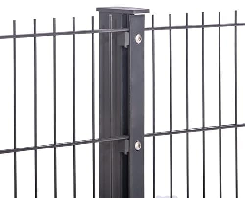 Doppelstabmattenzaun 656 | Komplettset | Konfigurierbar | 0,63m-2,03m| 2,5m-50m | Anthrazit/Moosgrün | Pfosten mit Abdeckleiste? Höhe 1,83m | Länge 45m Anthrazit