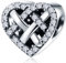 Nœud d'amour éblouissant CZ Charms, Convient au bracelet d'anniversaire de mariage pandora, perles de cœur nouées ajourées en argent sterling 925, cadeau de saint valentin pour