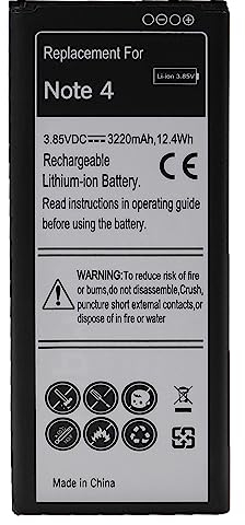 vhbw batteria compatibile con Samsung Galaxy Note 4 SM-N910I, SM-N910K, SM-N910L, SM-N910M, SM-N910H smartphone cellulare (3220mAh, 3,85V, Li-Ion)