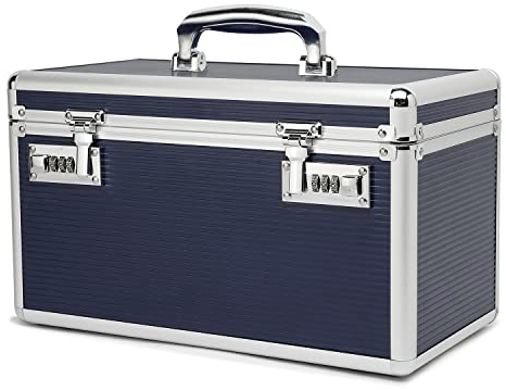 HEWEI WORKS Boîte à Médicaments avec Armoire à Serrure à Combinaison, adapté à l'entreposage de Pharmacie et d'objets personnels Importants, Contient Un Pilulier en Plastique (Large/Bleu)