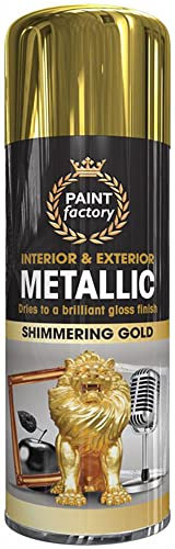 Q&H 400ML Metallic Shimmering Gold Spray Paint Brilliant Gloss Finish - Premium Luxury Vibe Reflective Finishing Golden Surface Coating - Use on Metal, Plastic, Ceramic - Interior & Exterior Use (1)
