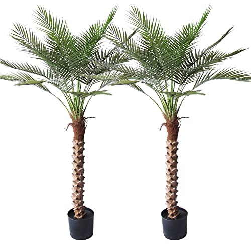 Innoasis Palmera artificial de sagú de 5.02 pies, planta de palma falsa grande con 18 troncos, árbol sintético alto perfecto en maceta para interiores y exteriores, casa, oficina, jardín, decoración