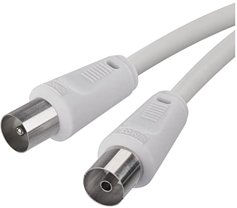 EMOS Cable coaxial de antena de 5 m, cable coaxial para TV digital, receptor, SAT, doble blindaje, recto macho a hembra coaxial recto