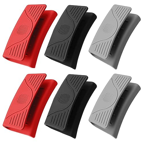 JINTANG Silicone Pot Holder, 6pcs, High Temperature Resistant, Anti-slip, Easy to Clean, Wide Application, Corrosion Resistant, Black, Grey, Red