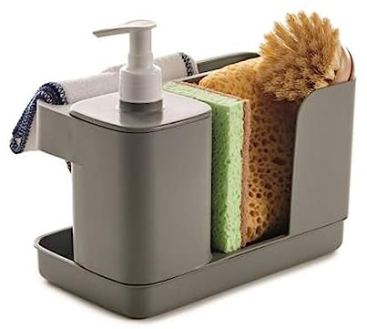 Snips Riordinello Grau, Schwammhalter küche mit Dosierer, Spülbecken organizer, Spülmittelspender 21 x 12 x 18 cm, Made in Italy, 0% BPA und Phthalate Free.