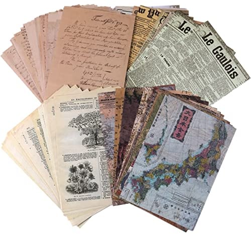 FANNAS 120 Blätter 14 x 20cm Scrapbook Papier, Vintage Scrapbook Zubehör Deko Bastelpapier, 4 Stile Scrapbooking-Paket für Scrapbook, Tagebuch, Notizbuch, DIY Kunst, Bullet Journal