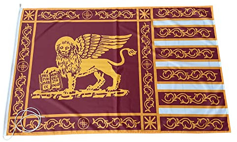 NS Bandiere | Bandiera Serenissima Repubblica Venezia San Marco Leone Libro Code Staccate cm50x100 Tessuto Nautilus 110gr m²