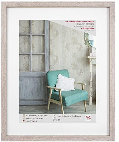 walther design Bilderrahmen grau 40 x 50 cm mit Kunstglas, Stockholm EA450D