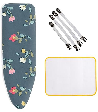 Copriasse da Stiro, 150x60 cm, XXL, 100% Cotone, Copriasse da Stiro Resistente Scorch, con 4 Clip e Panno antiscottatura