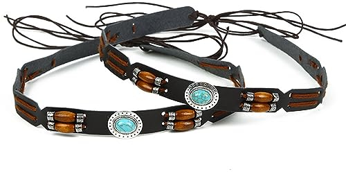 TOPXIAOBAO 2 Packs Western Hat Bands - Handmade Leather & Straw Felt for Panama Hat Belt Replacement - Black